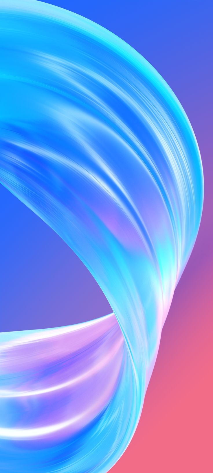 736x1635 Google Android OPPO ColorOS Stock Default Wallpaper Baby Blue 3D Wave Gradient