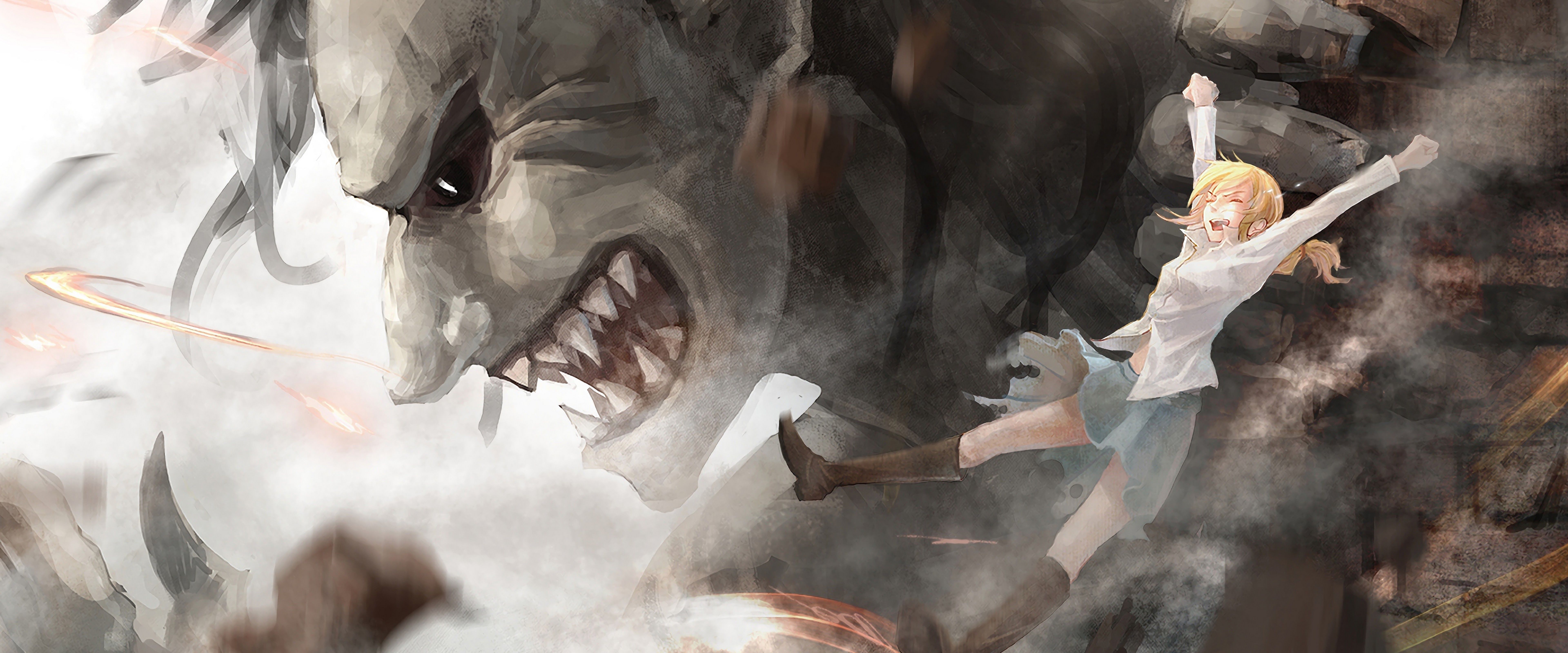 7680x3200 Ymir Krista Lenz Attack on Titan 4K Wallpaper HD