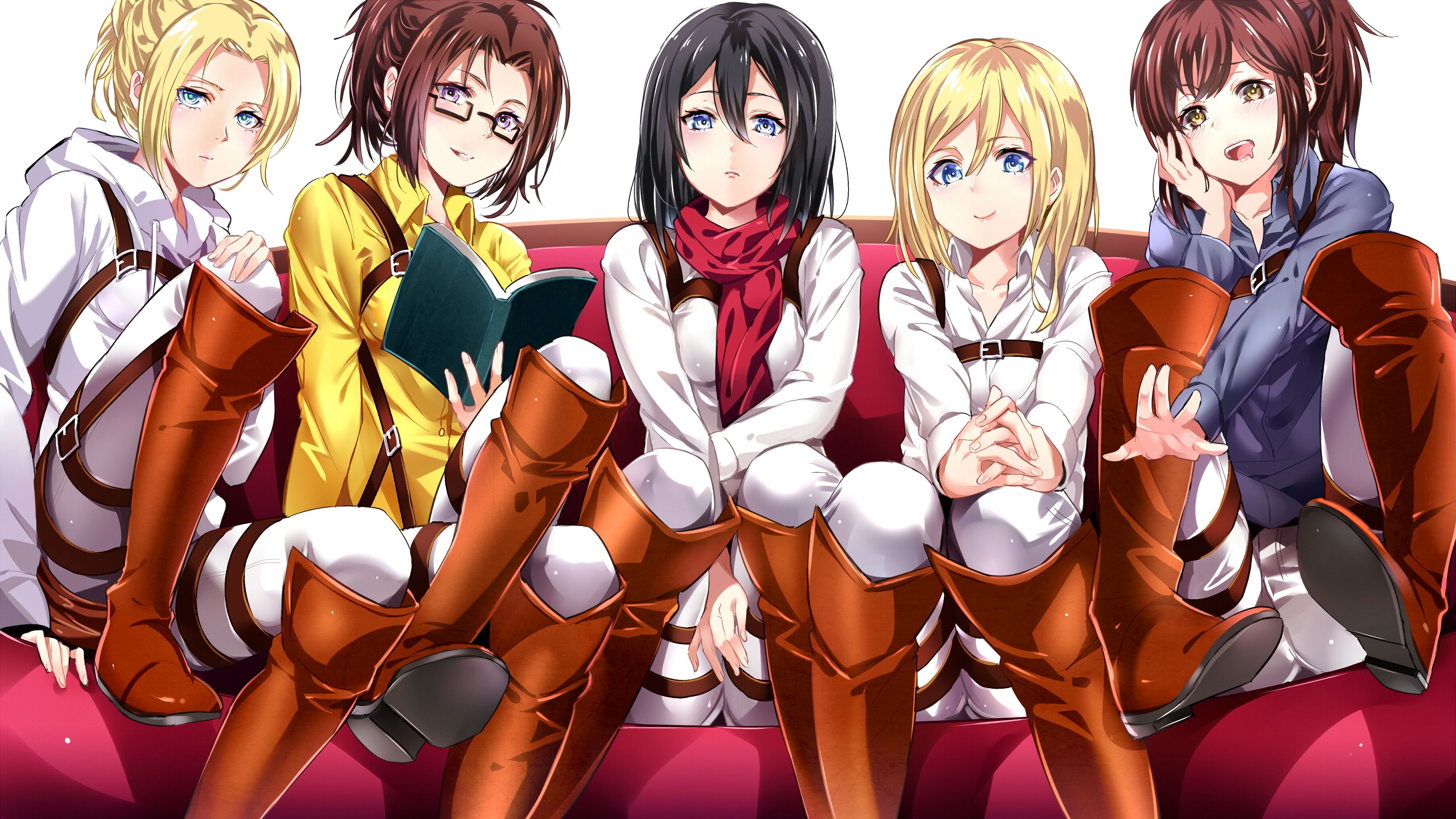 3840x2160 Annie Leonhart Hange Zoe Krista Sasha Attack on Titan Girls 4K Wallpaper HD