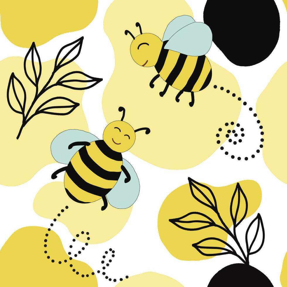 980x980 Honey Bee Seamless abstract background. Hand drawn various shapes and yellow color concept. Can be used for printing needs and other digital needs. Contemporary modern trendy vector illustrations. 23900344 Vector Art