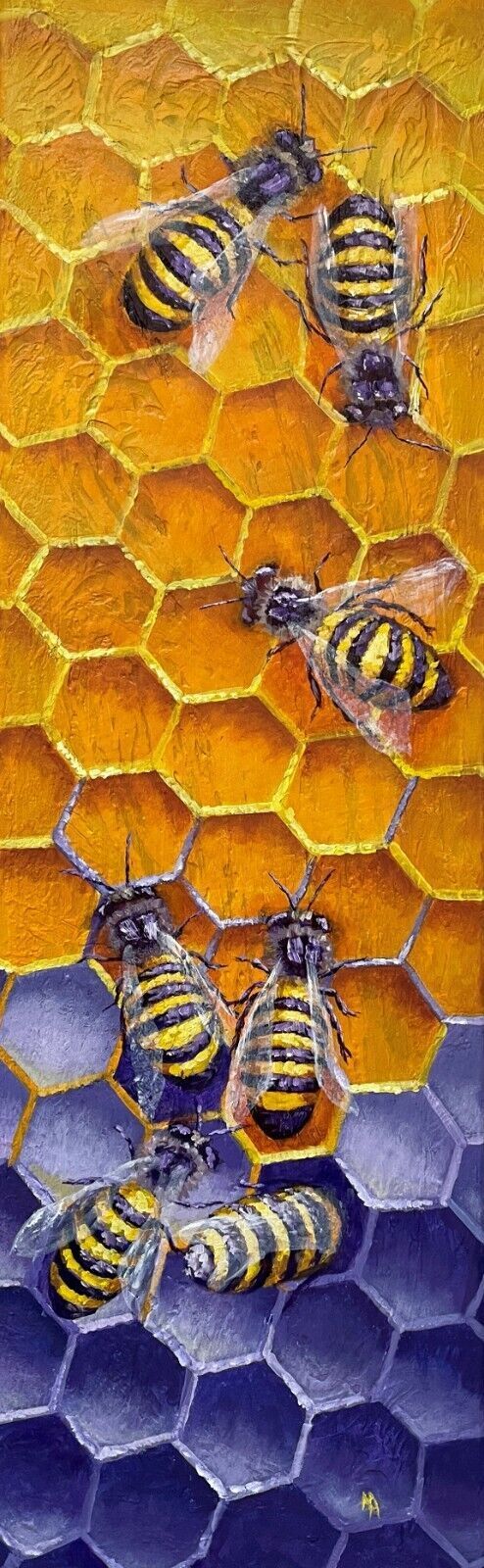 494x1600 Abstract acrylic painting on canvas. 38'' x 12''.Honeycomb
