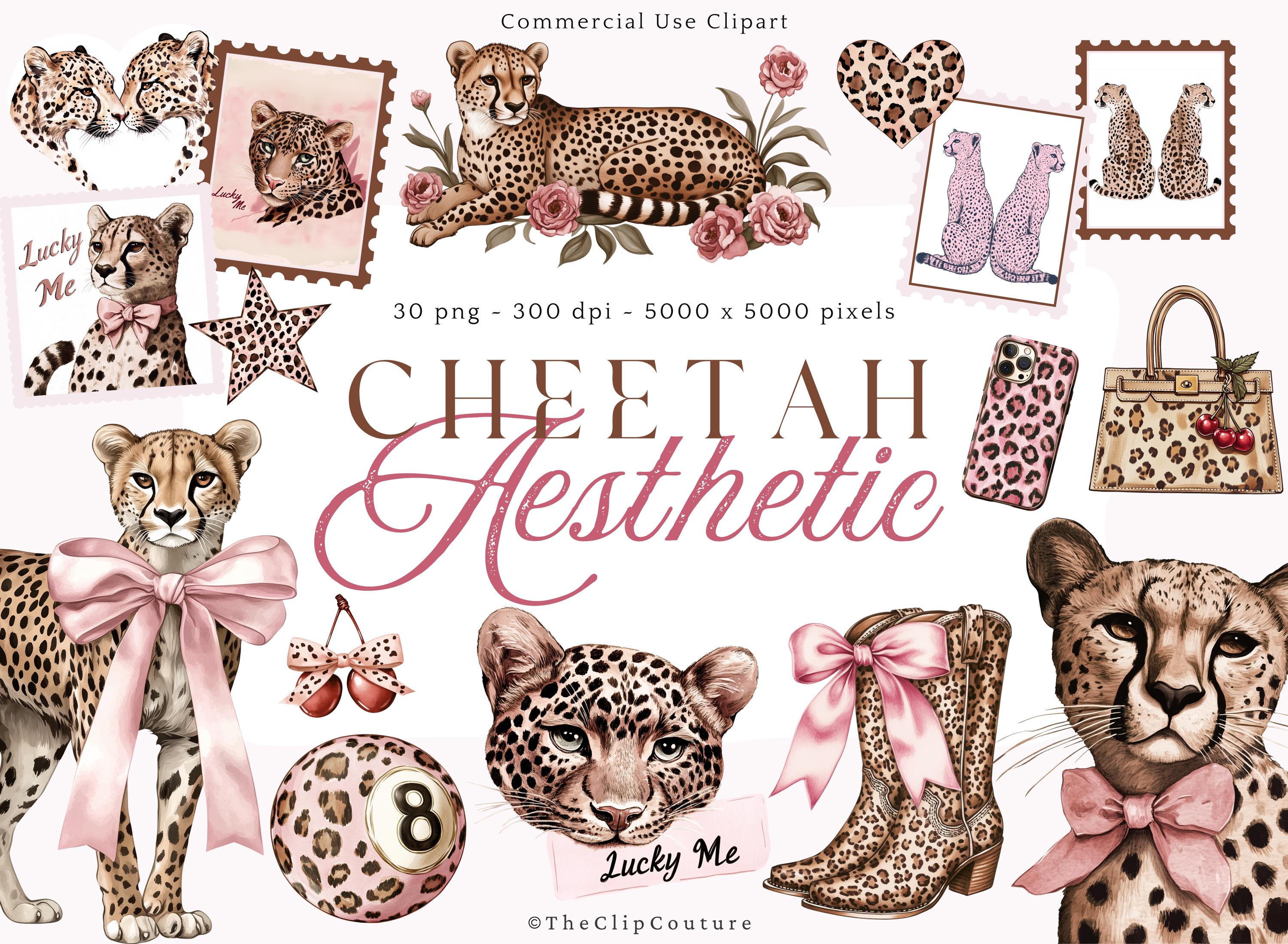 3000x2200 Cheetah Aesthetic Clipart, Coquette Leopard Print Clipart, Leopard Fashion, Cheetah Print PNG, 8 Ball Lucky, Y2K Aesthetic, Girly Preppy PNG