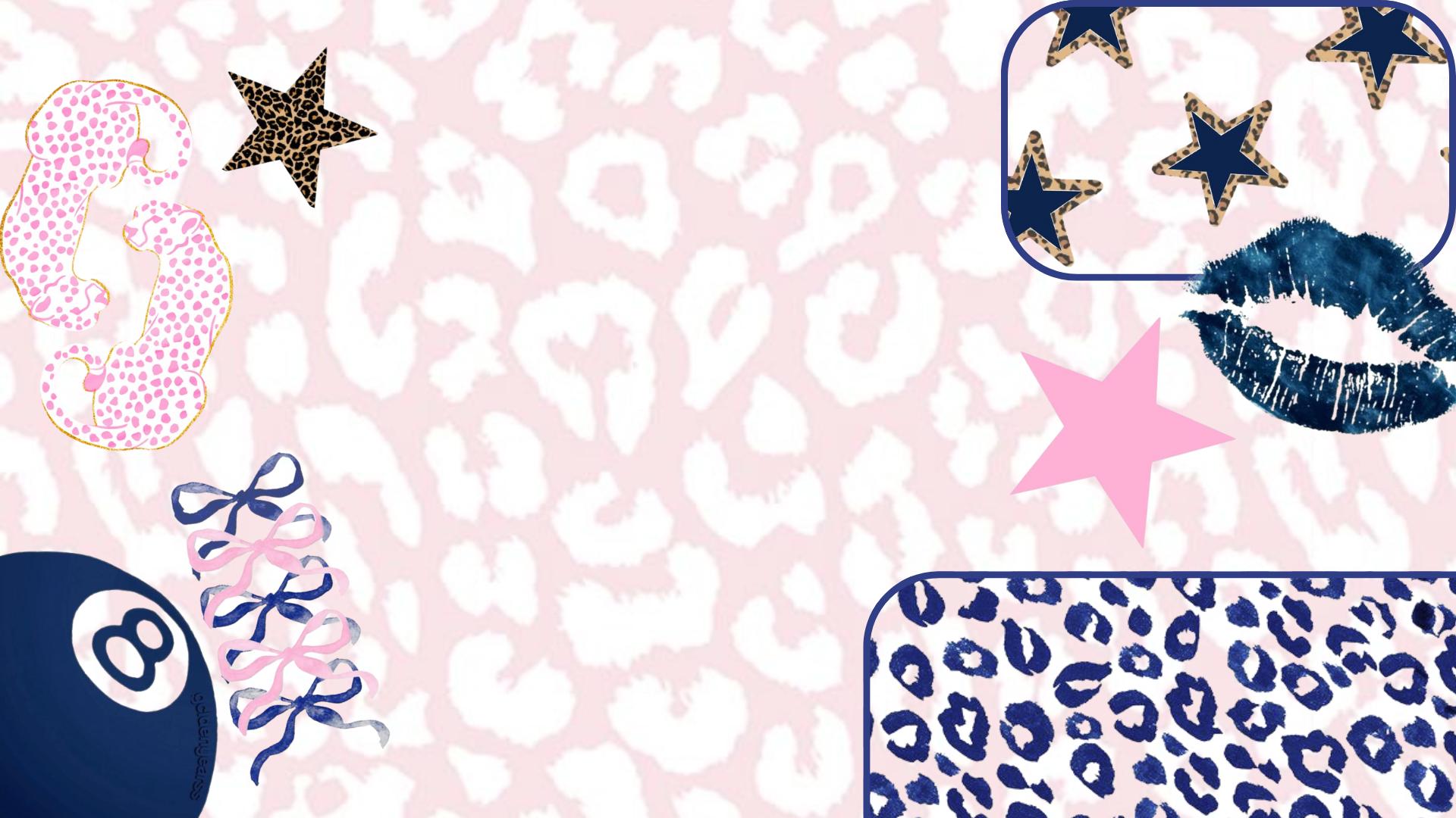 1920x1080 Cute pink and navy cheetah laptop and iPad wallpaper
