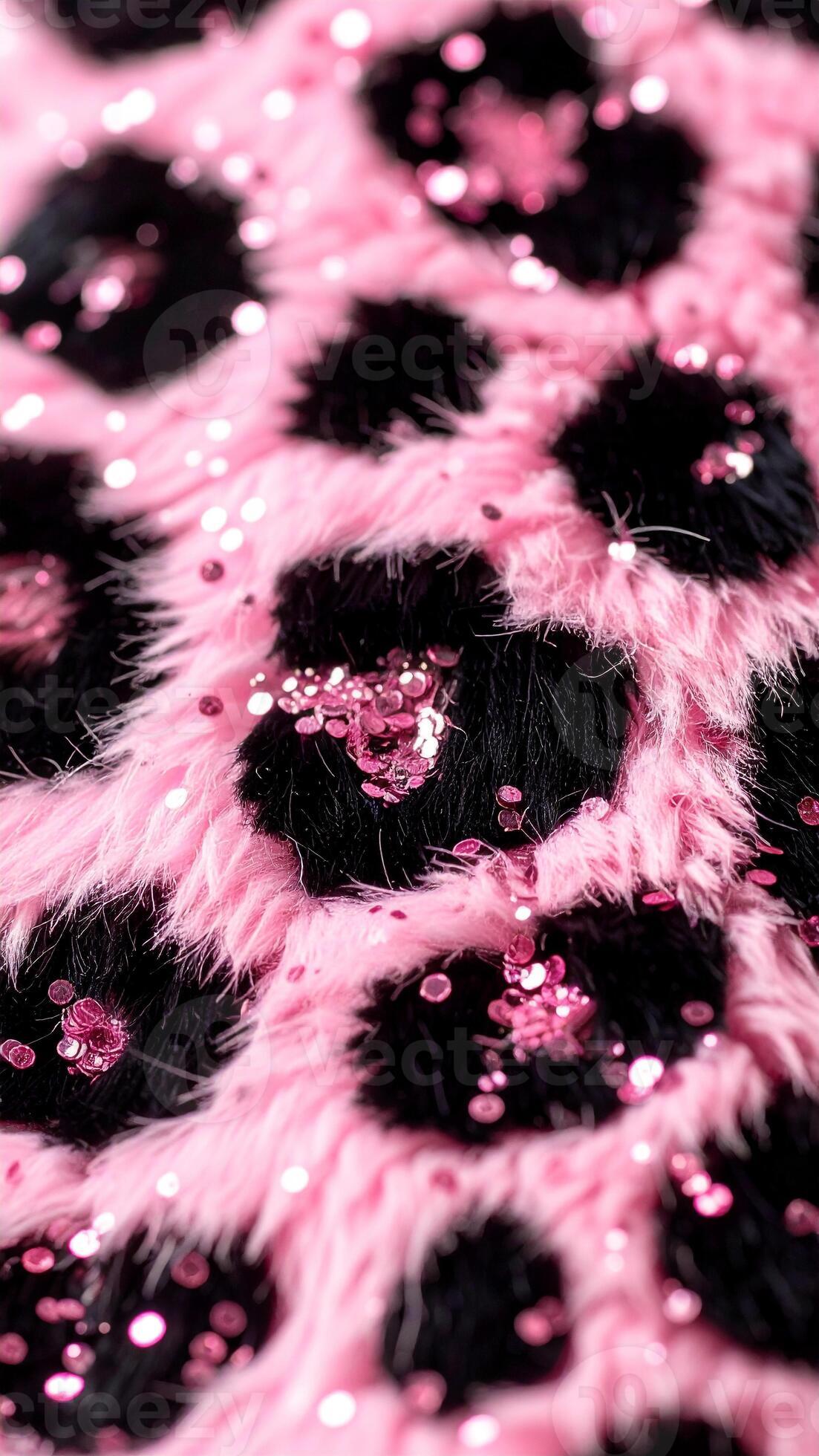 1103x1960 Cute animal leopard print with black and pink in y2k glitter style photo