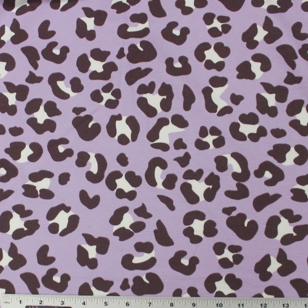 1000x1000 Leopard Print on Lilac Baby Terry Crepe