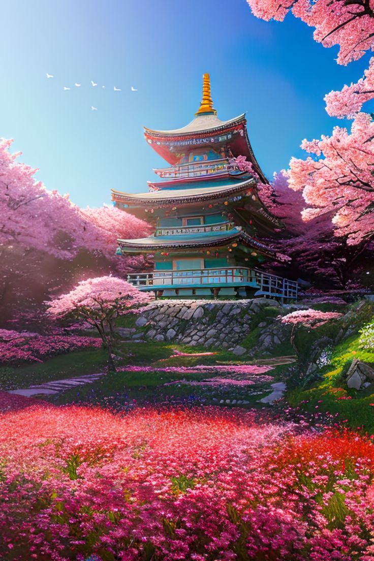 736x1104 Japanese Temple amid the Scarlet Symphony