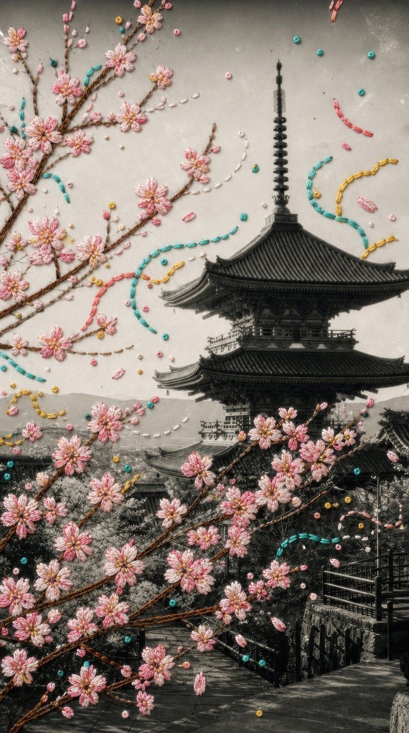 800x1434 Japanese Cherry Blossom Japan Wallpaper Art Image Wallpaper