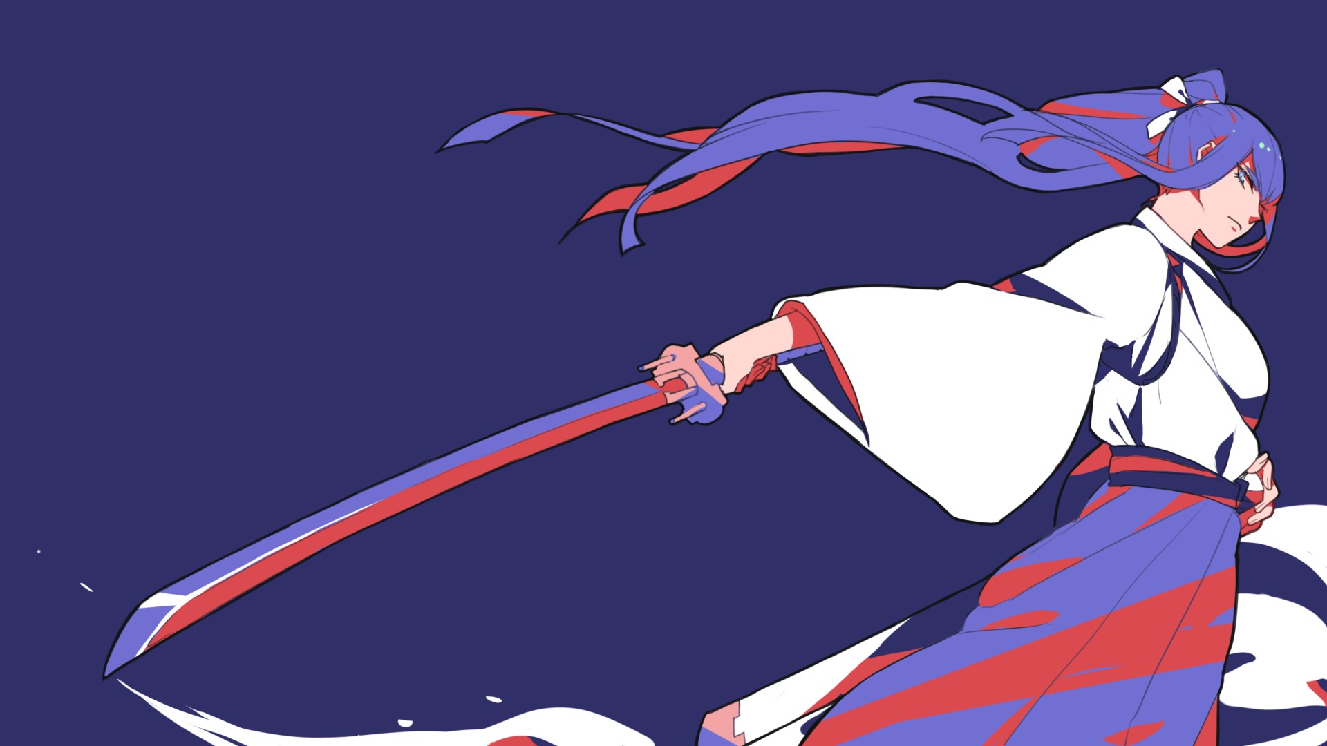 1920x1080 Wallpaper blood, katana, blade, Japanese clothing, evil eye, Kill La Kill, Kiryu's Satsuki, smash slash for mobile and desktop, section сёнэн, resolution 1920x1080