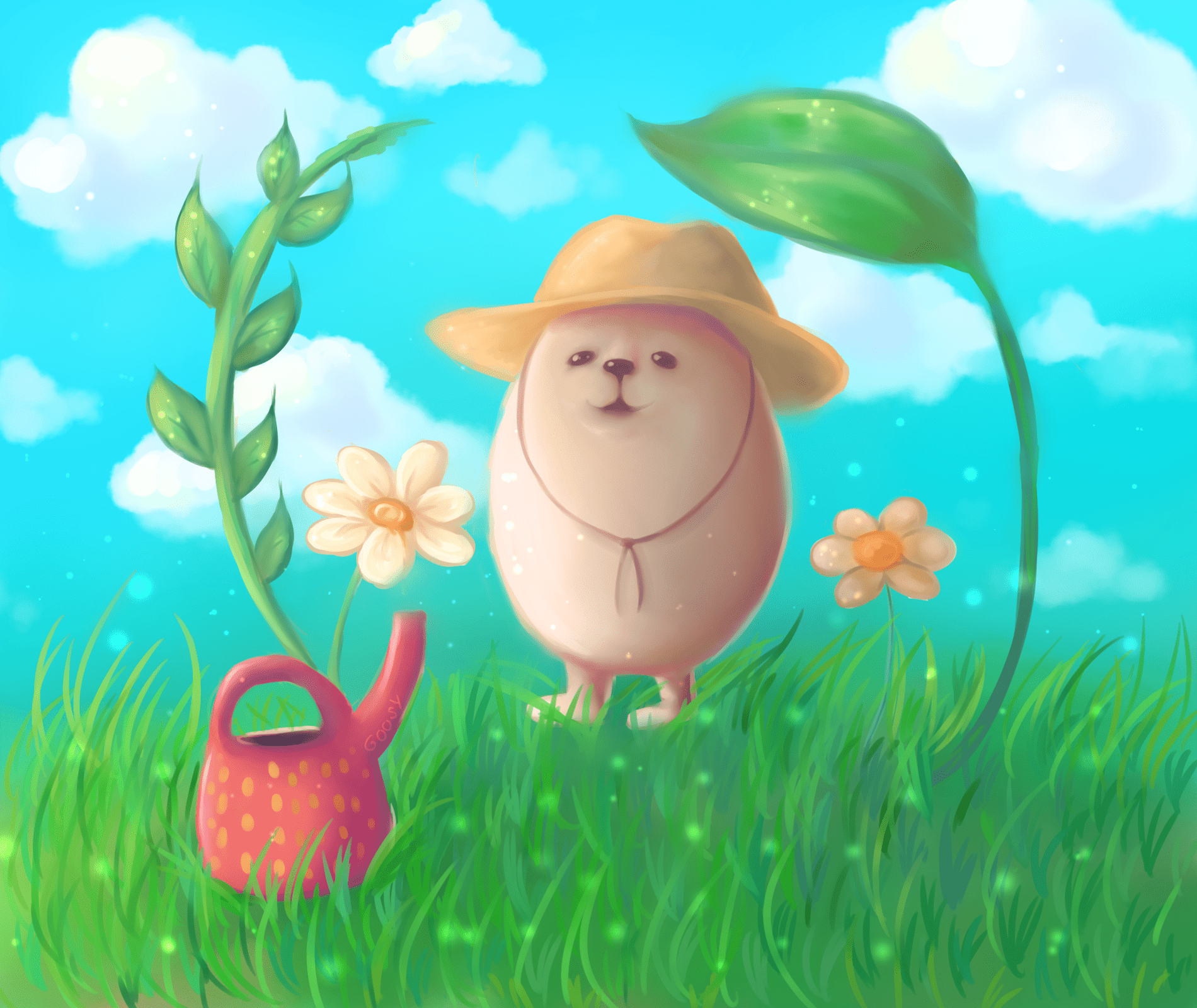 1900x1600 Eggdog gardener (for practice). Art, Kawaii, Disney characters