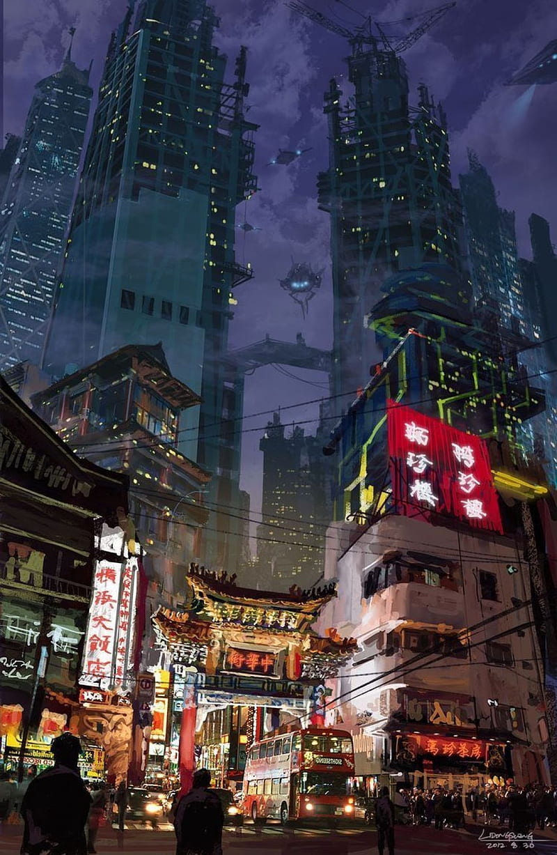 800x1227 Anime City japan, HD phone wallpaper