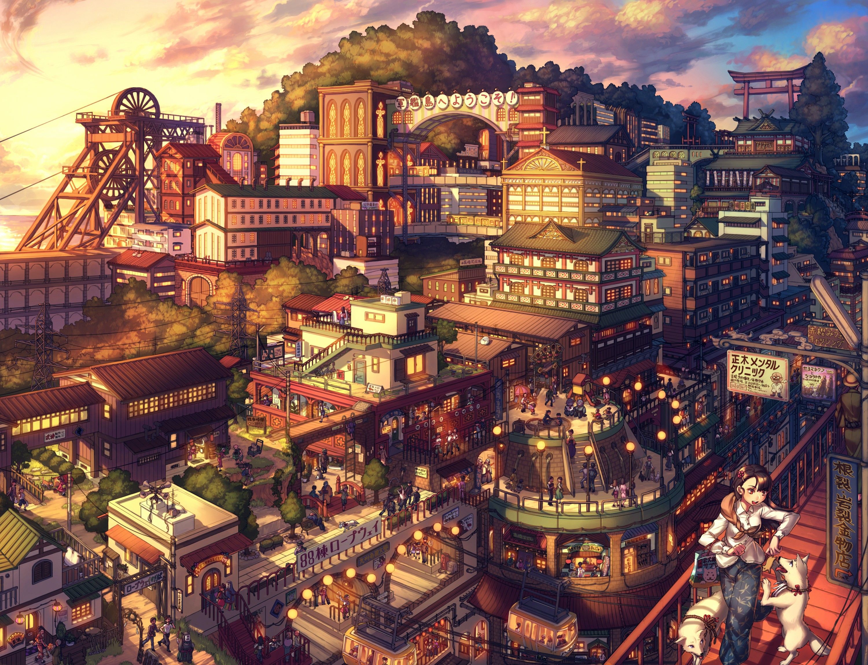 3000x2300 Wallpaper Japan, Anime, City, Cityscape, Metropolis, Background Free Image