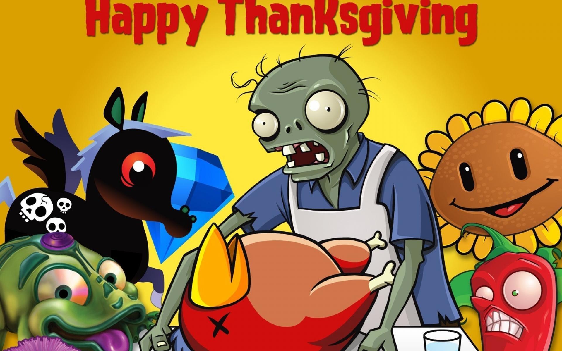 1920x1200 Happy thanksgiving plants vs. zombies wallpaper