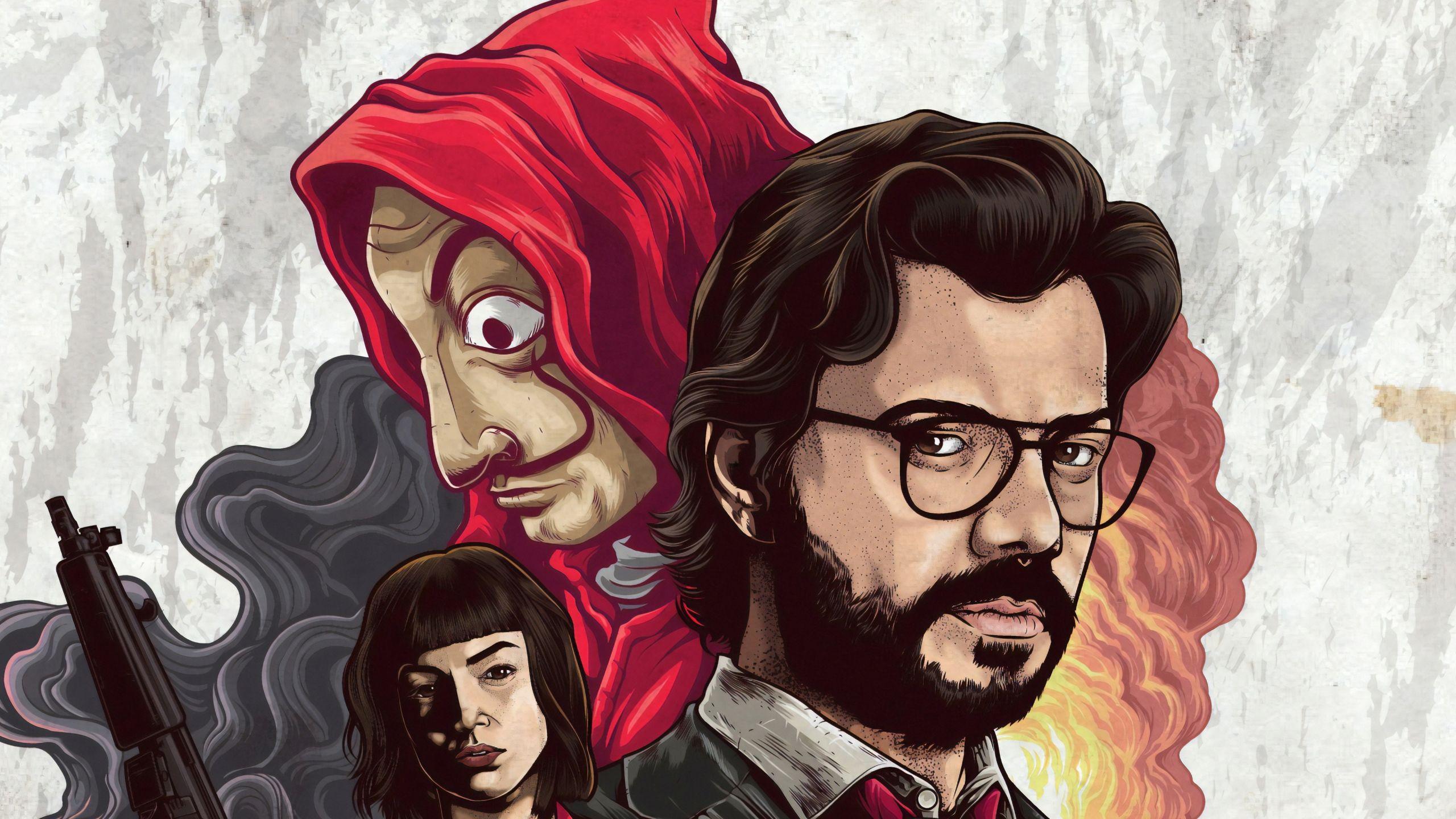2560x1440 Money Heist Fanart Wallpaper 4k Ultra HD