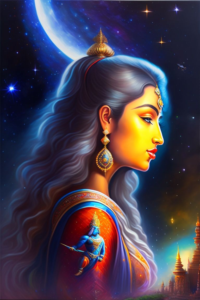 768x1152 Lexica Durga, Lord Shiva, Lord Ganesha, Spider man in multiverse at night, a starry sky in the sky, full hd, 4K Oil painting, Indian European