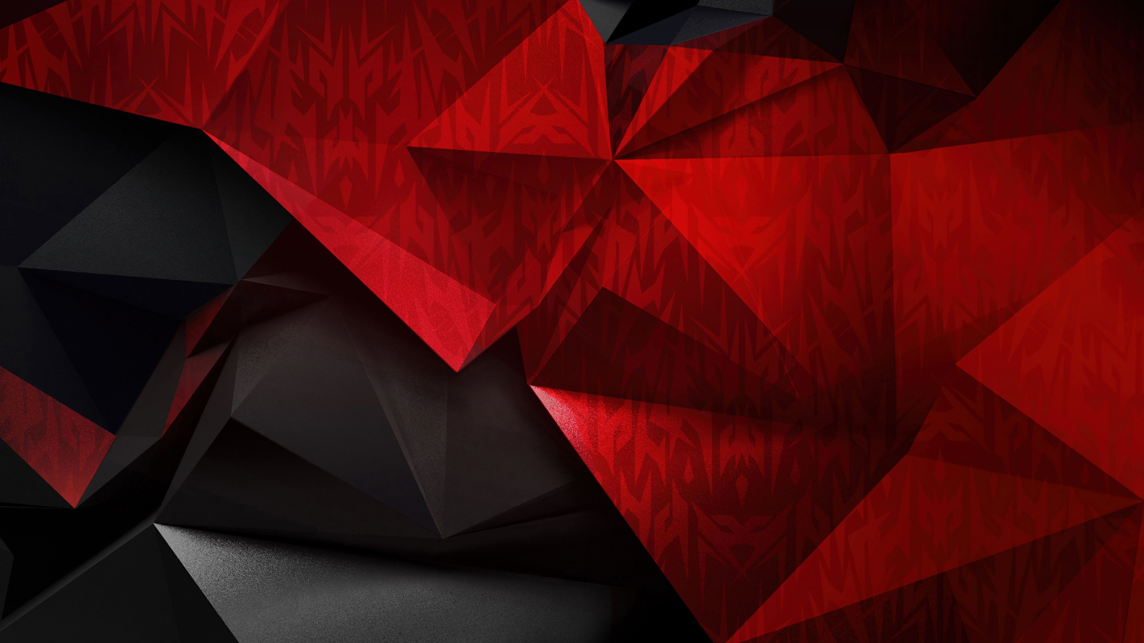 3840x2160 Red abstract Wallpaper 4K, Polygonal, 5K, Black abstract