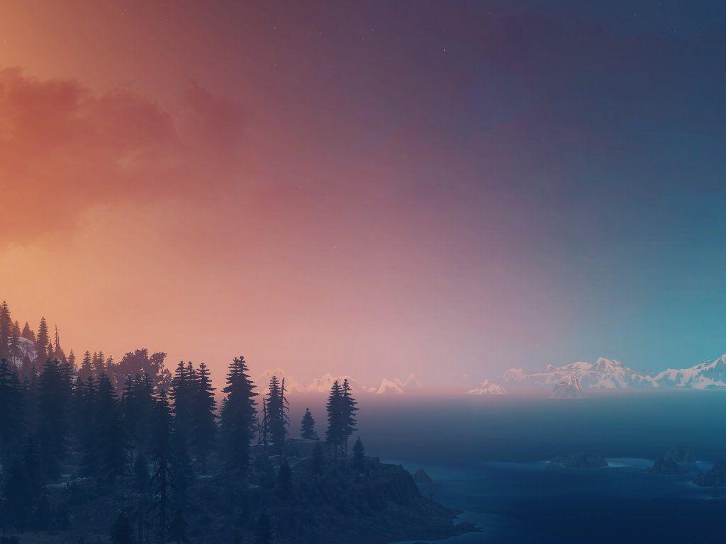 1024x768 The Witcher 3: Wild Hunt, landscape, panorama, sky wallpaper. Landscape, The witcher Panorama