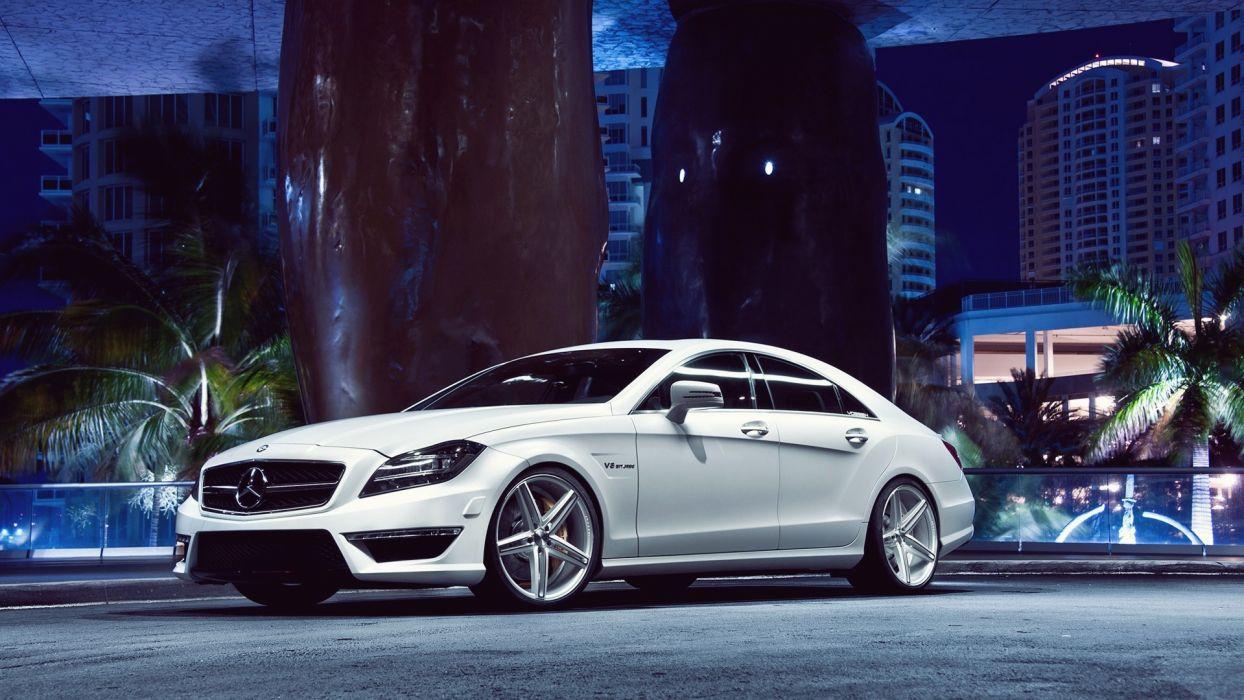 1244x700 Night Cars Vehicles Automotive Mercedes Benz Cls63 63 Amg W218 White HD Wallpaper