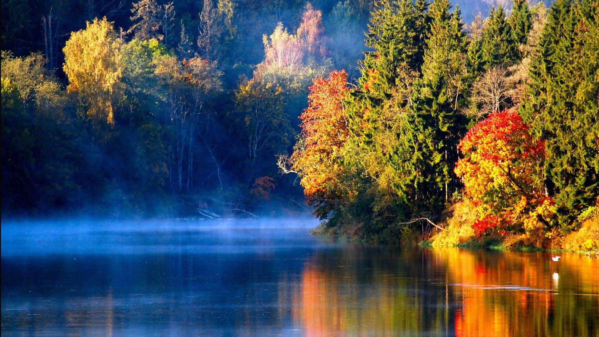 1920x1080 Wallpaper Fall River. River Wallpaper, Winter River Wallpaper and Peaceful River Wallpaper