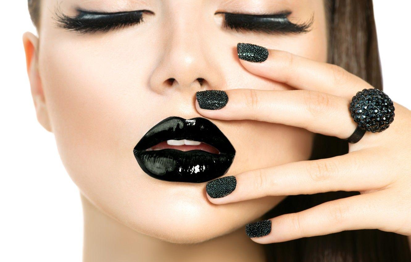 1332x850 Wallpaper black, model, nails, eyebrows, make up image for desktop, section девушки