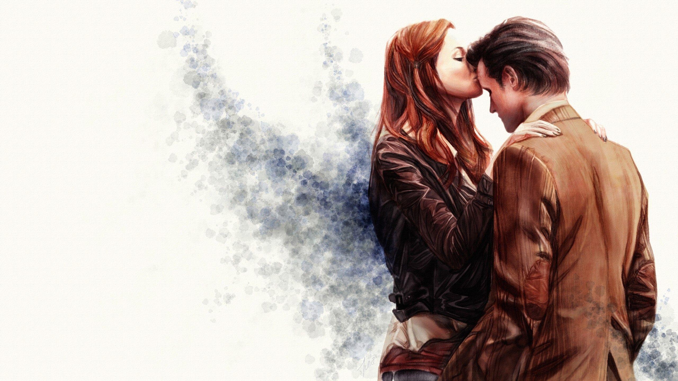 2560x1440 A kiss on the forehead wallpaper and image, picture, photo