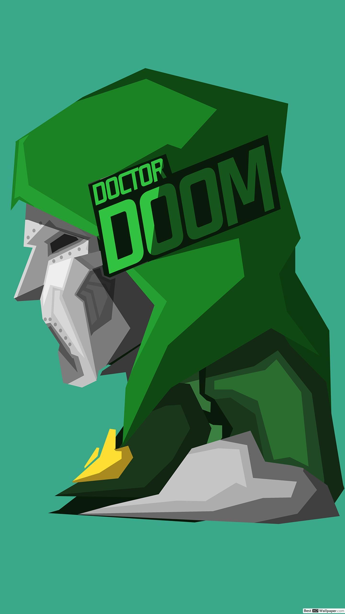 1440x2560 Marvel's Supervillain Doctor Doom green wallpaper minimalist HD wallpaper download