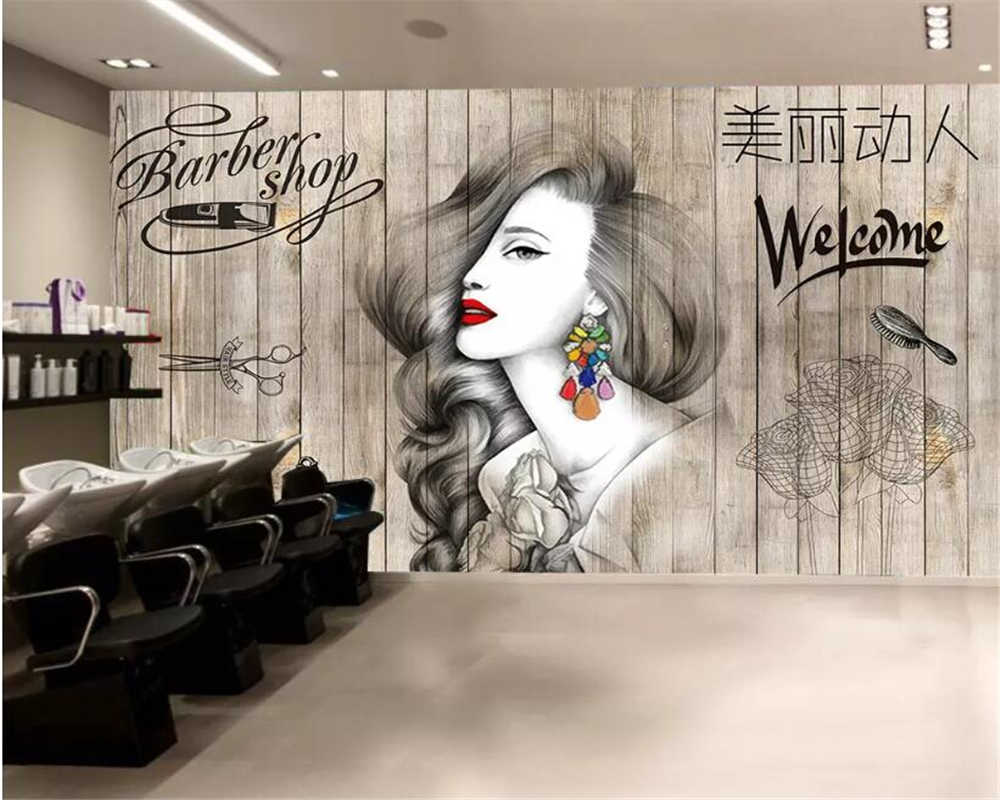 1000x800 Beibehang Photo wallpaper Nordic hair salon hairdresser beauty salon barber shop background wall decoration 3D wallpaper mural