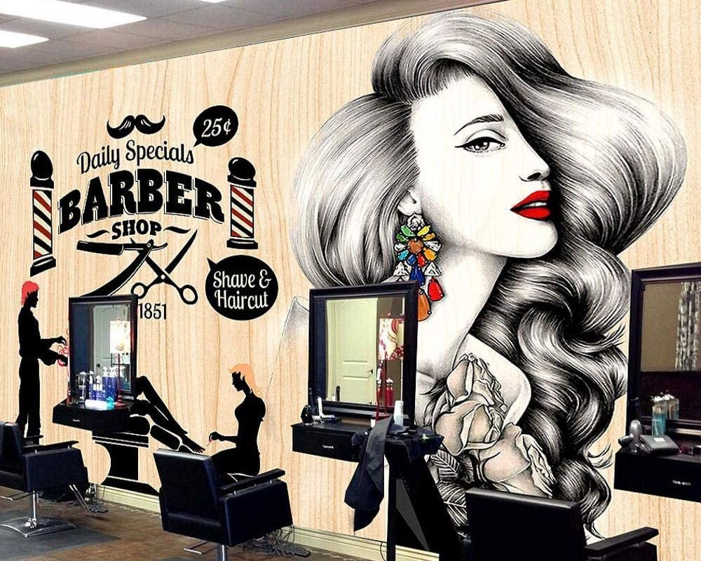 1000x800 3D Wallpaper Beauty Salon Salon Hair Salon Photo Background Barber Shop Vintage Retro Makeup Mural Custom Decor Wallpaper, 250x175cm