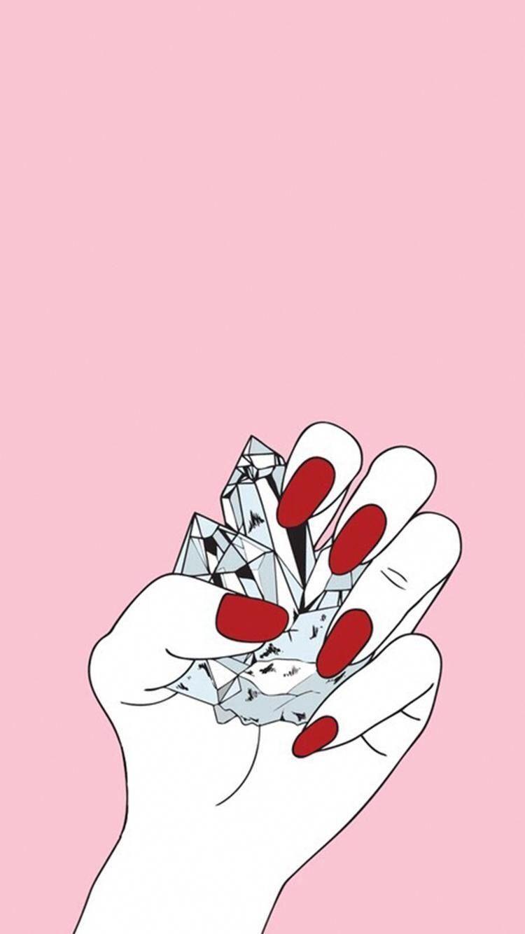 750x1334 Fondos - •Red Nails• ♥️ #EasyNailArtForShortNails. Wallpaper iphone cute, Nail logo, Tumblr wallpaper