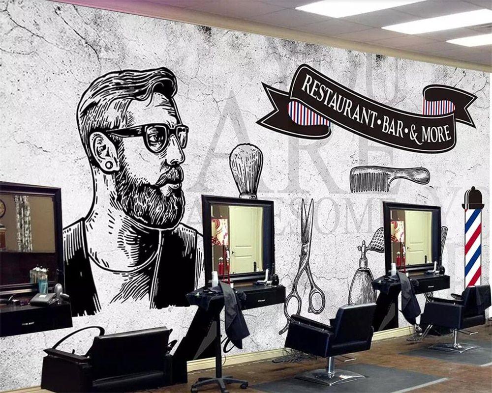1000x800 beibehang Custom wallpaper 3D mural photo retro cement wall nostalgic tide male hair salon shop wall decoration Papel de parede. custom wallpaper. wallpaper landscapemarble backdrop
