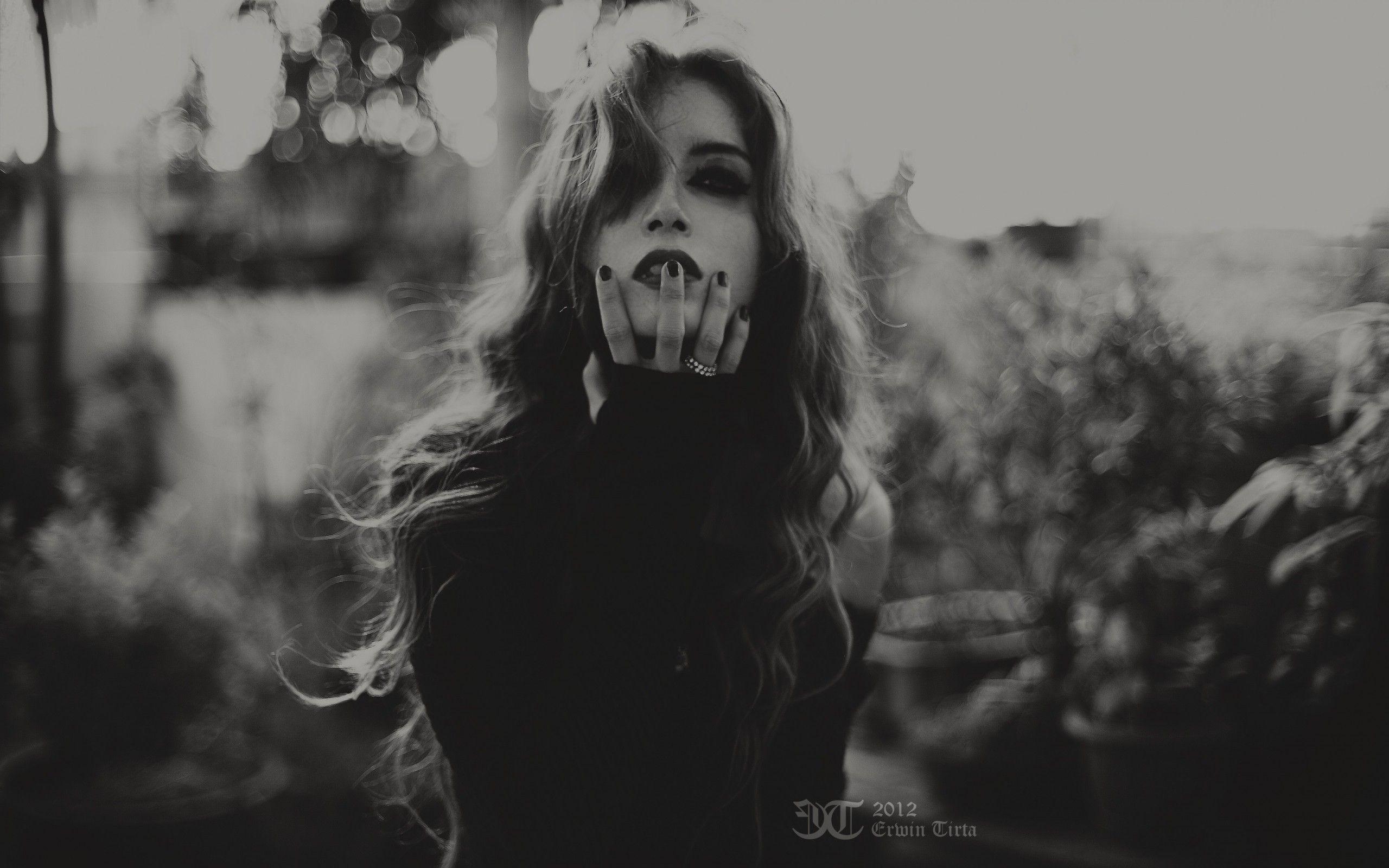2560x1600 #women, #monochrome, #black nails, #hands, #long hair, #model, #rings, #painted nails, wallpaper. Mocah.org HD Wallpaper