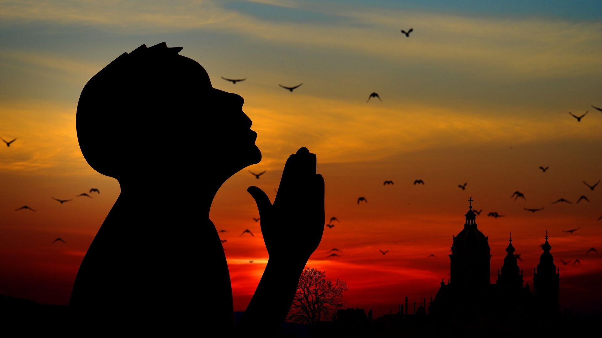 1920x1080 Wallpaper Man, Silhouette, Prayer, Sky Needles Of Port Coton HD Wallpaper