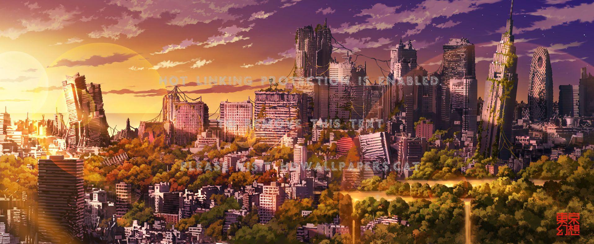 1916x787 shinjuku skyline art apocalyptic tokyo