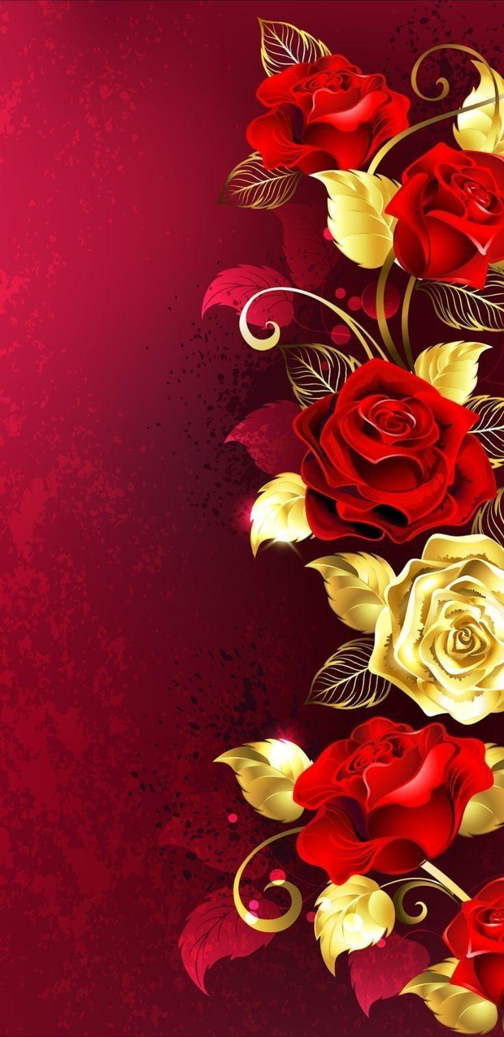 Red and Gold Floral Wallpapers - Top Free Red and Gold Floral Backgrounds -  WallpaperAccess
