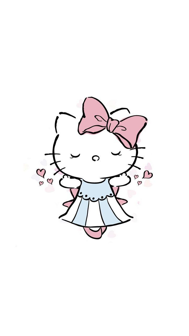 720x1280 art, background, beautiful, beauty, blue, cartoon, cute art, drawing, hearts, hello kitty, illustration, kawaii, meditation, pastel, pink, ribbon, sanrio, wallpaper, we heart it, white, white background, art cat, pastel pink, beautiful art