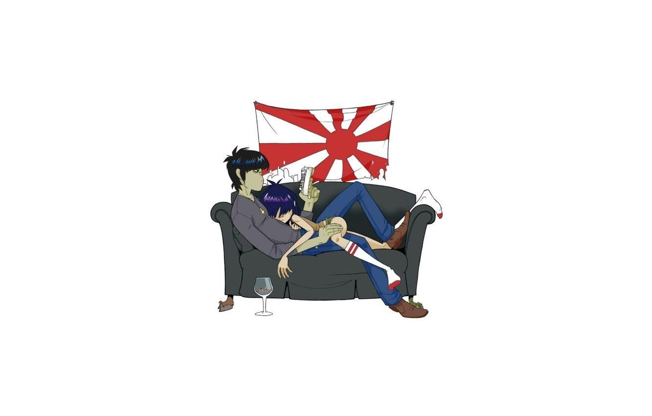 1332x850 Wallpaper music, background, group, flag, Gorillaz, Noodle, Gorillaz, Readers. image for desktop, section музыка