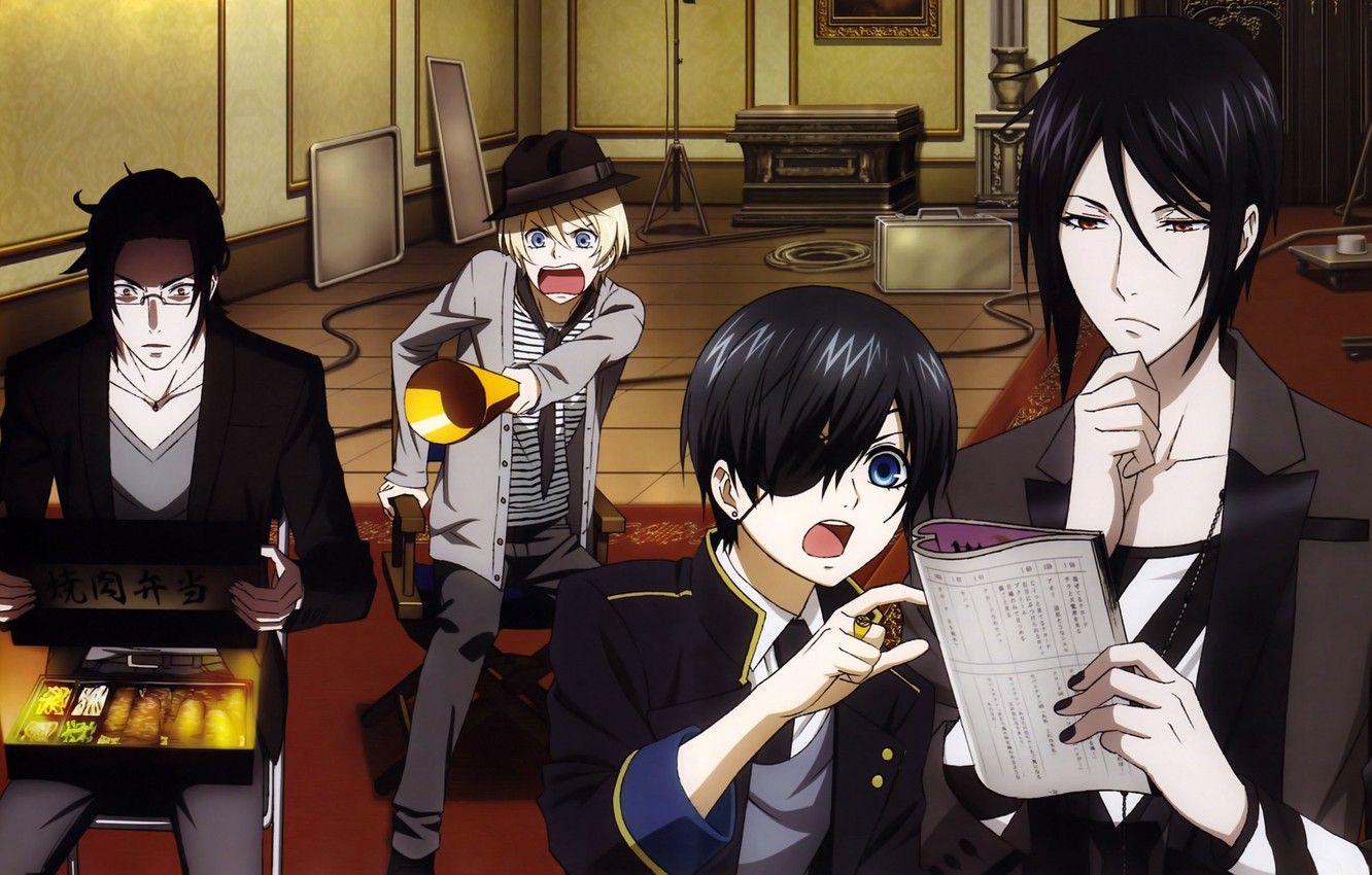 1332x850 Wallpaper hat, glasses, Anime, guys, ring, anime, dark Butler, Kuroshitsuji, Alois Trancy, Sebastian Michaelis, Ciel Phantomhive, Claude Faustus, Alois Transi, Sebastian Michaelis, Ciel Phantomhive, Claude Faustus image for desktop, section сэйнэн