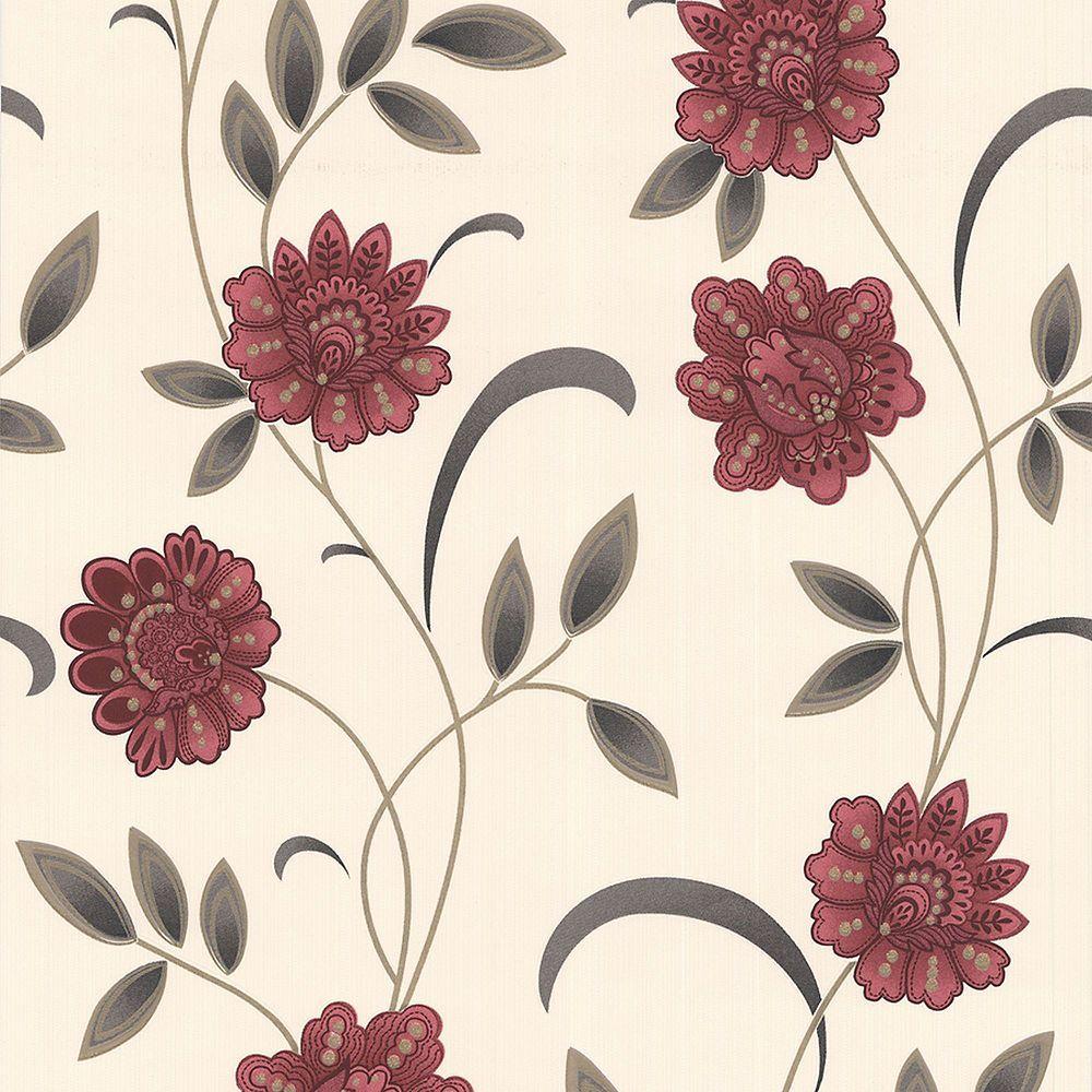 1000x1000 Graham & Brown Sadie Red Charcoal Cream Wallpaper. The Home Depot Canada