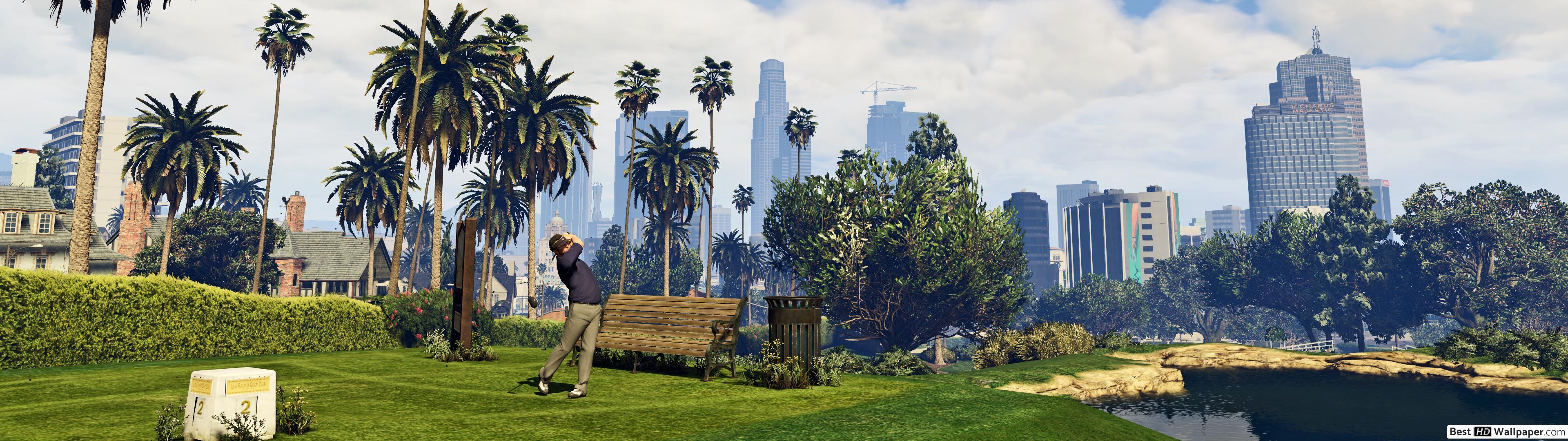 3840x1080 Grand theft auto v activity HD wallpaper download