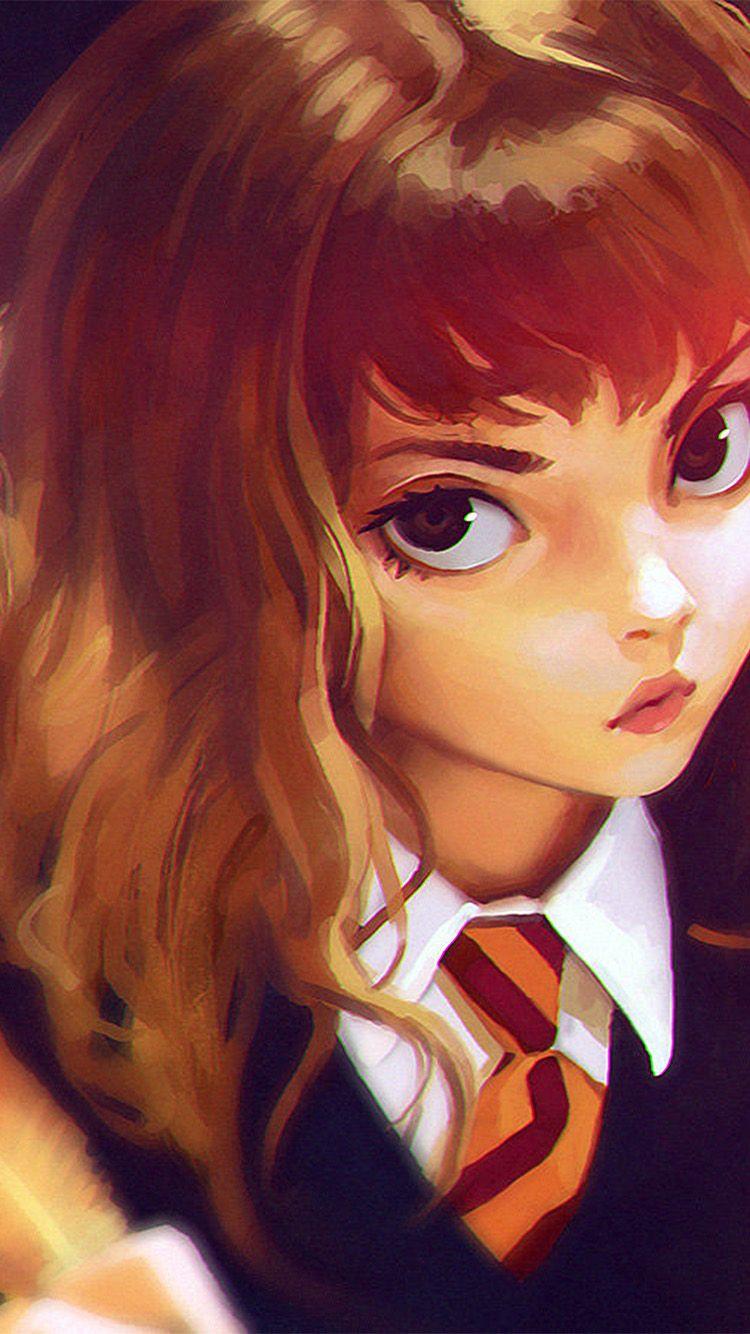 750x1334 Hermione Harry Potter Liya Art Illustration Flare Wallpaper