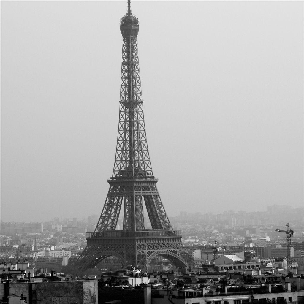 1024x1024 Tower Eiffel Black And White iPad Air Wallpaper Free Download