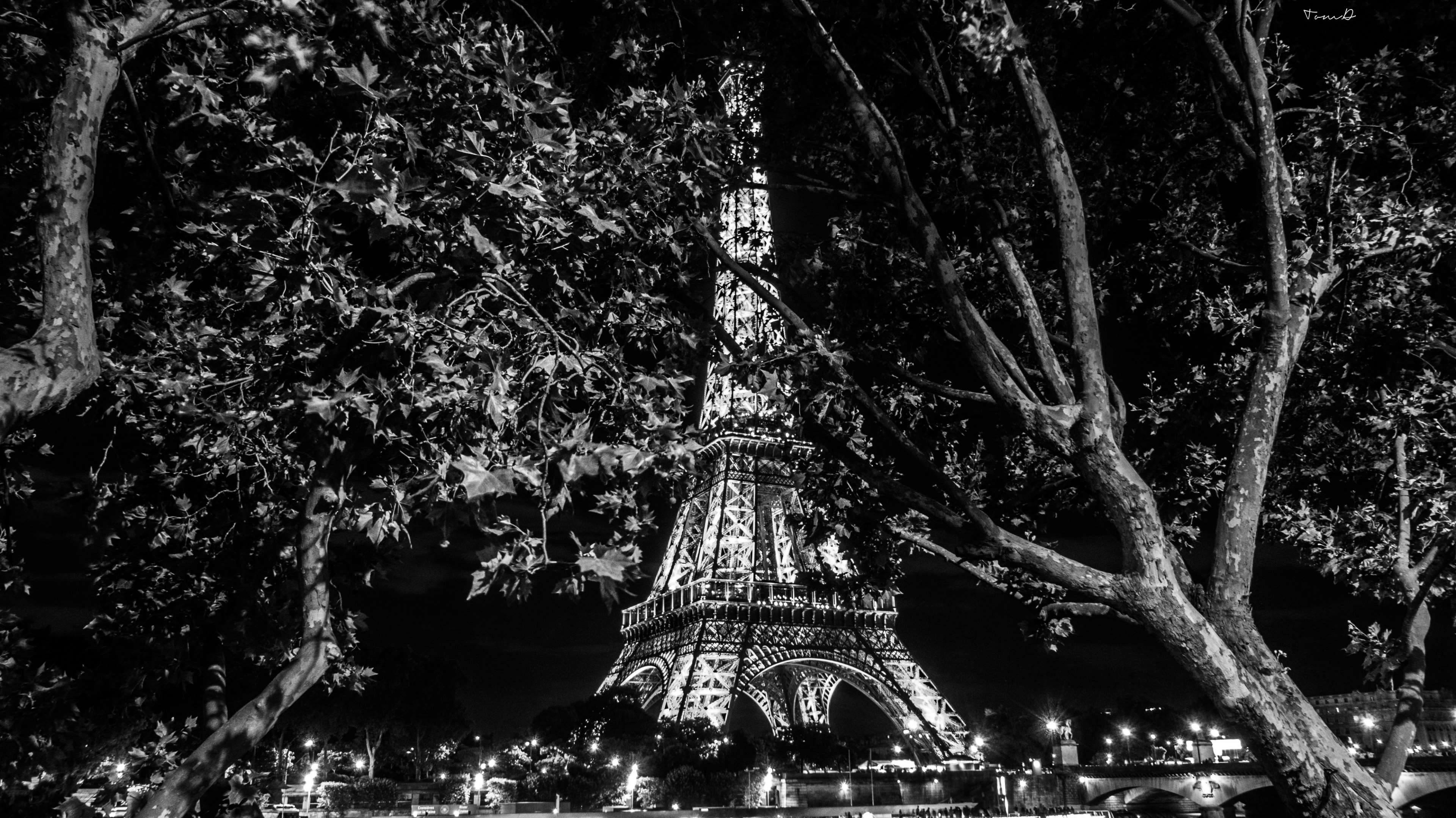 Eiffel Tower Black Wallpaper
