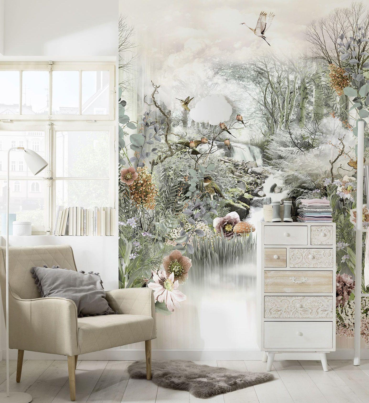 1545x1685 Japanese 3D white garden paper wallpaper