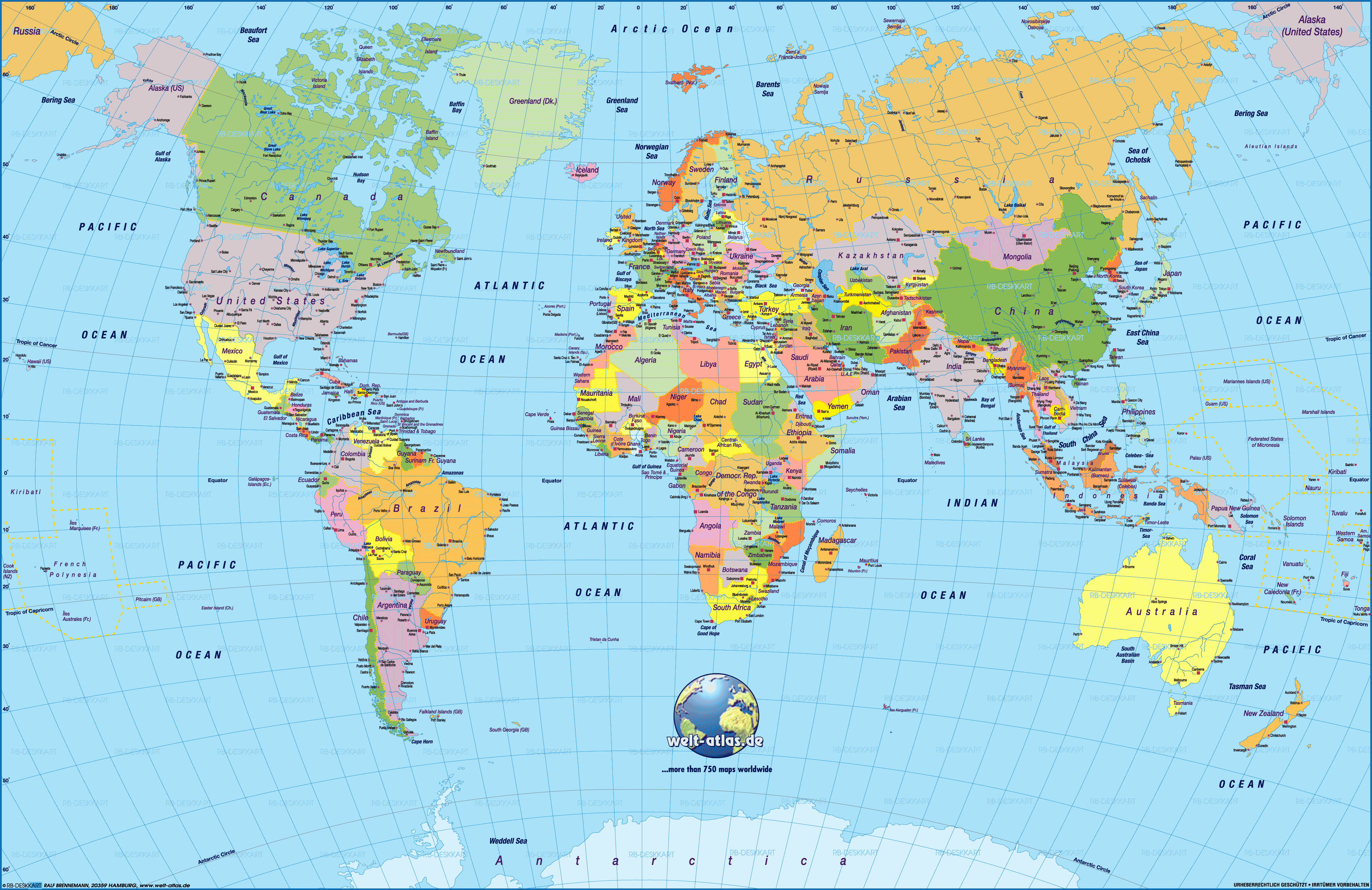 3936x2553 World Map Large Image