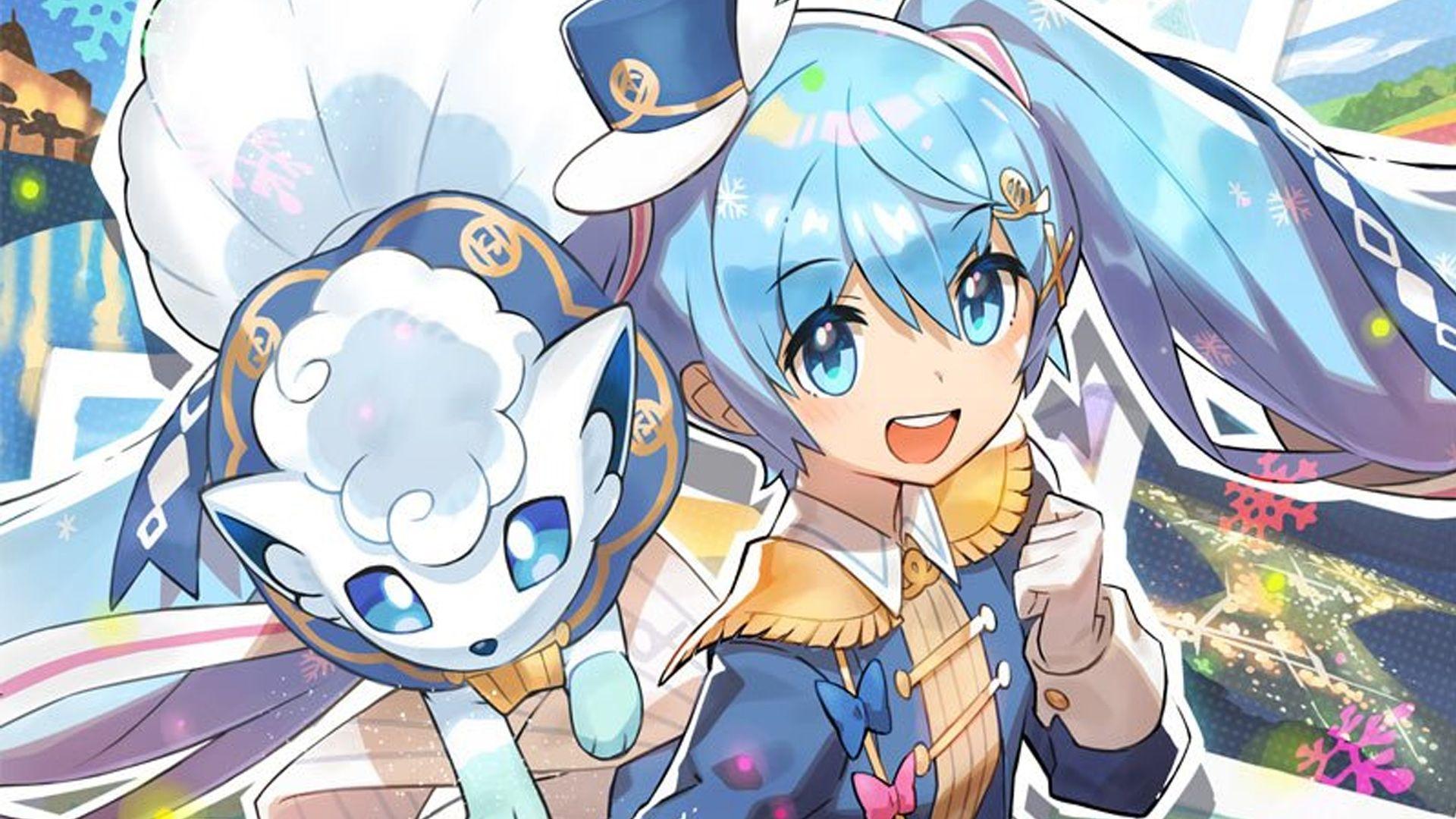 1920x1080 Alolan Vulpix and Snow Miku collaboration announced
