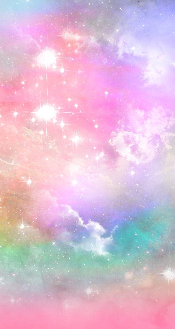 Background Design Galaxy Rainbow Glitter Wallpaper