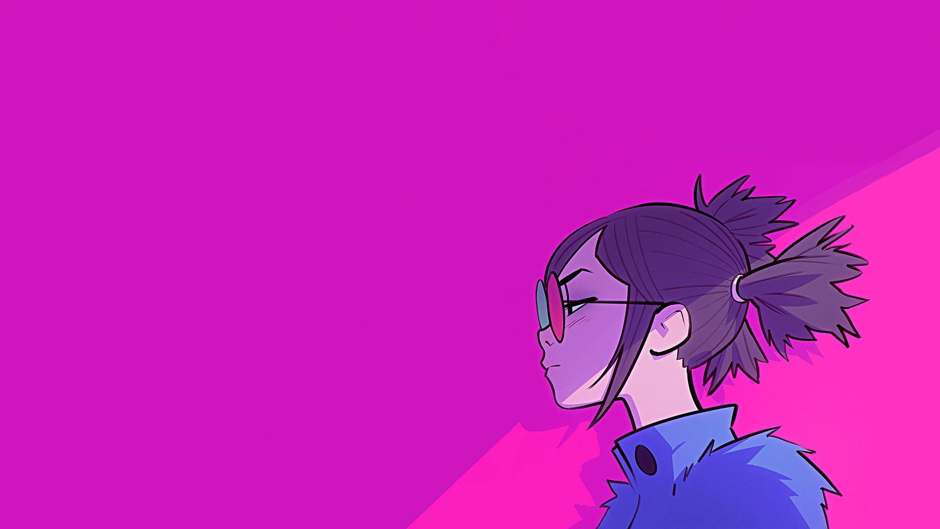 1920x1080 gray haired girl anime character wallpaper #Noodle #Gorillaz #music simple background #pink women with glasses #love Ilya Ku. Character wallpaper, Anime, Gorillaz