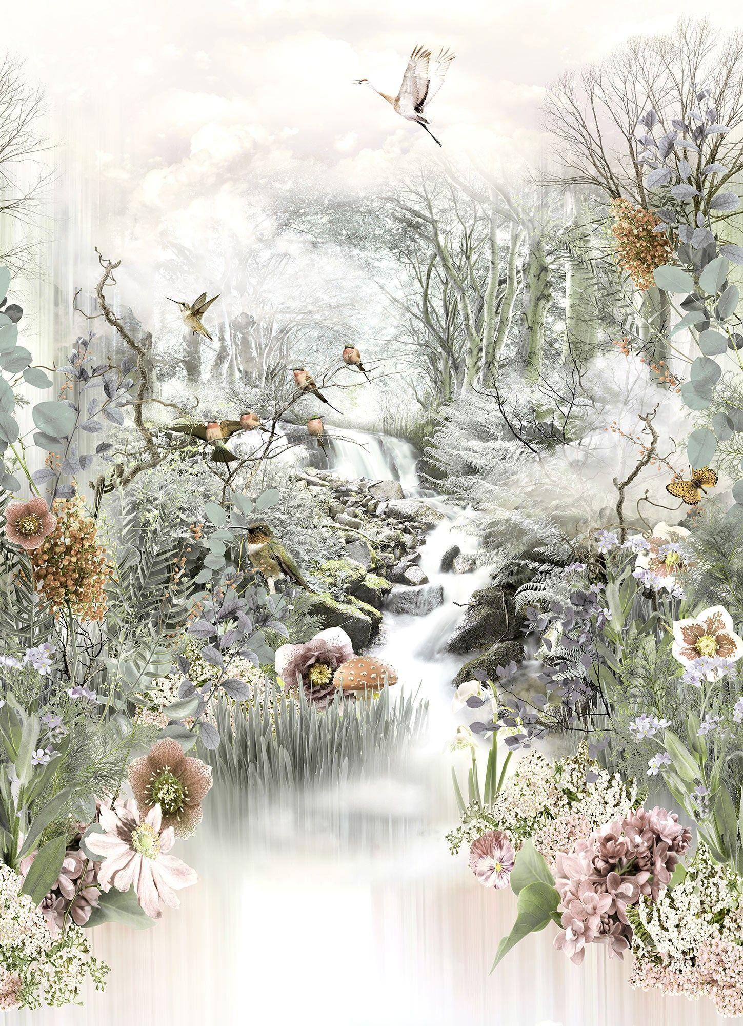 1449x2000 3D white garden paper wallpaper