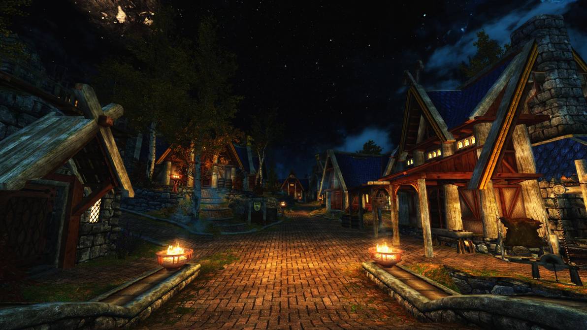 1192x670 Skyrim Landscape Wallpaper Pc At Night Skyrim HD Wallpaper