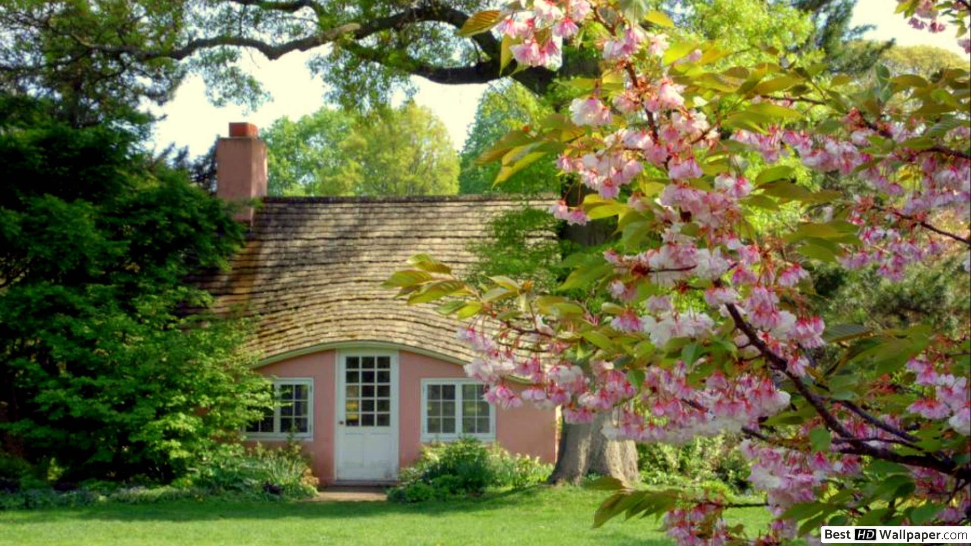 1920x1080 Pink Cottage HD wallpaper download