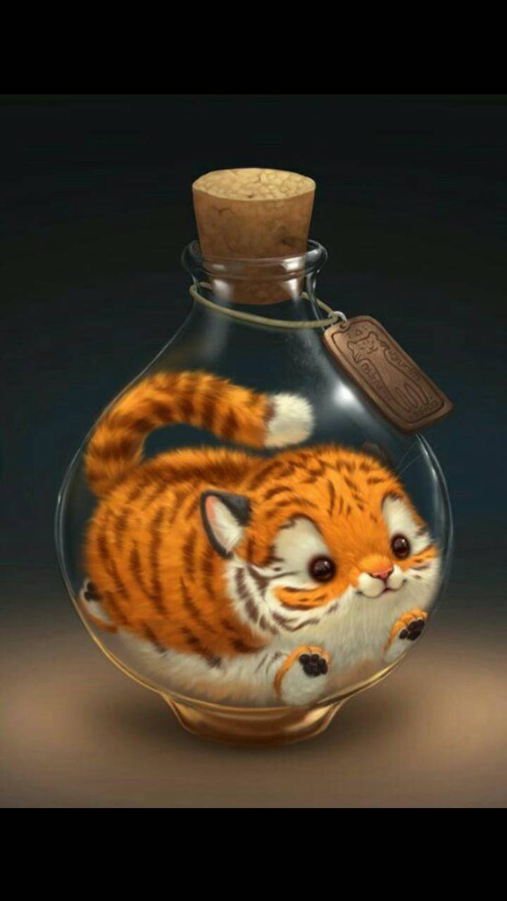720x1280 Cute kawaii tiger wallpaper